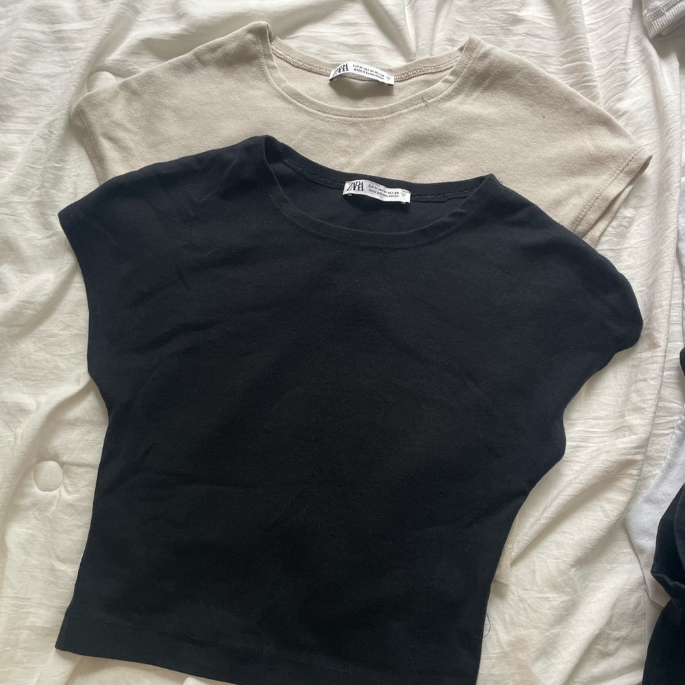 Zara Black and Cream Tops